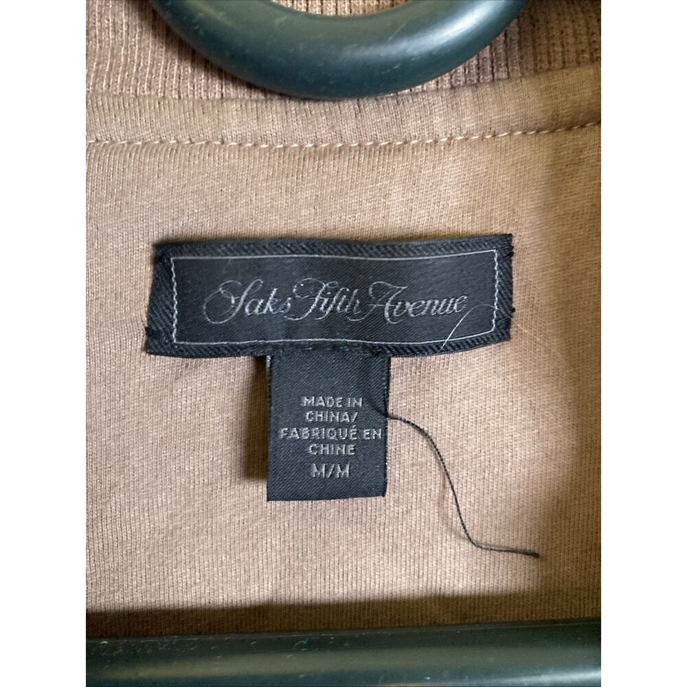 Saks Fifth Avenue Velour Bomber Jacket Womens Medium Brown Super Soft Zip Up - Picture 3 of 15